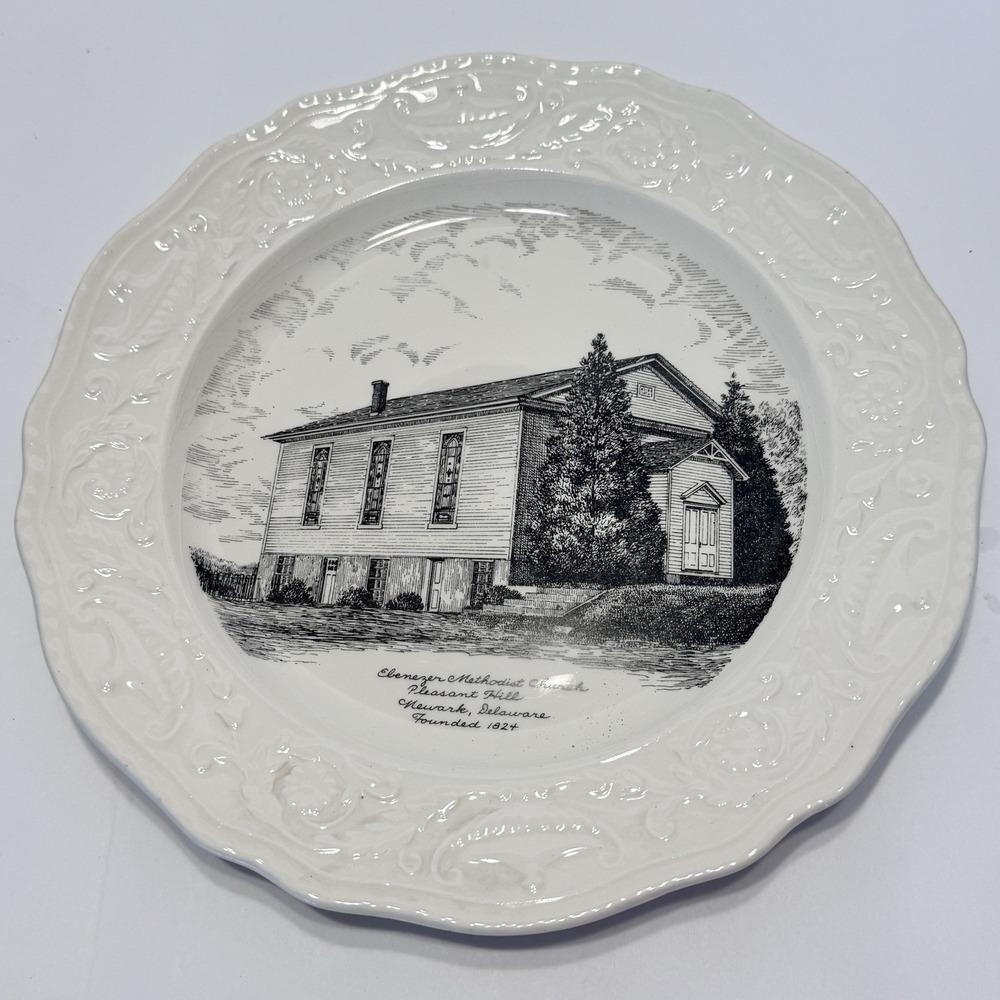 Ebenezer Methodist Church Pleasant Hill Newark DE Plate Antique Steubenville Vtg